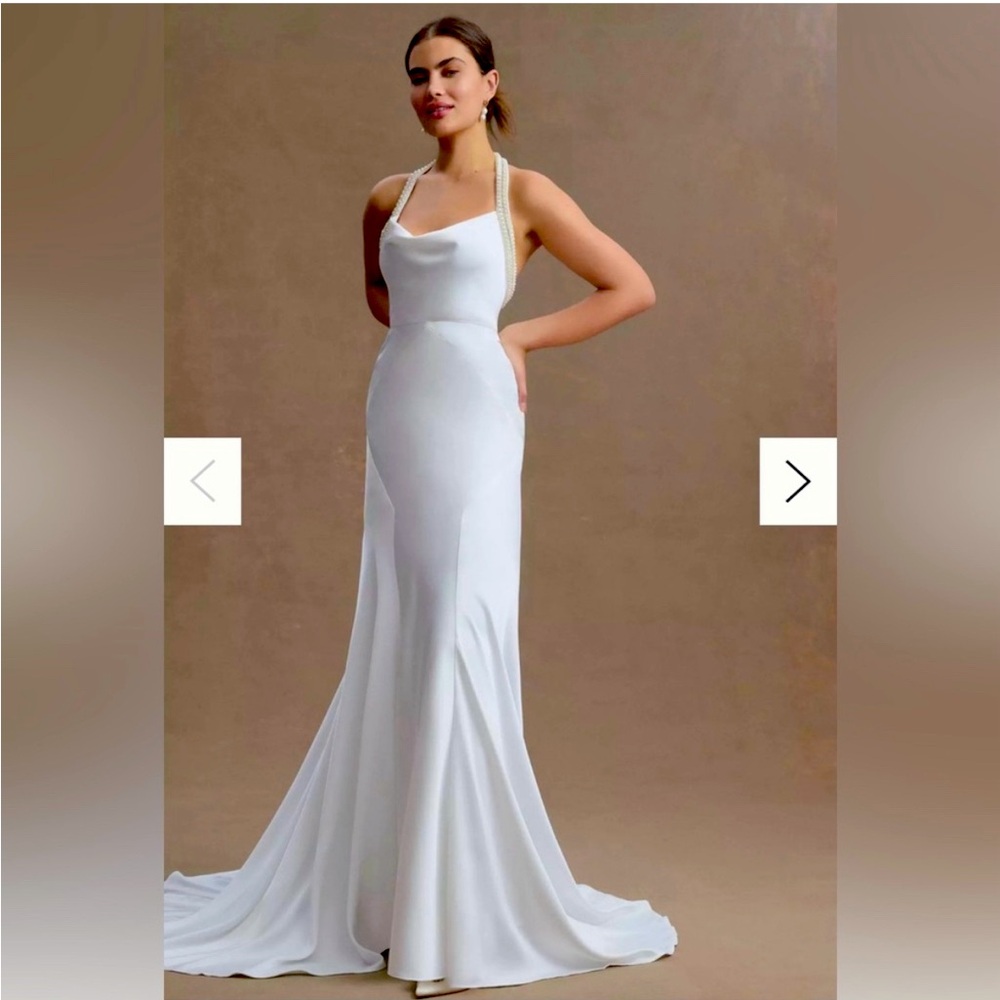 BHLDN Johanna Pearl Strap Satin Wedding Gown
